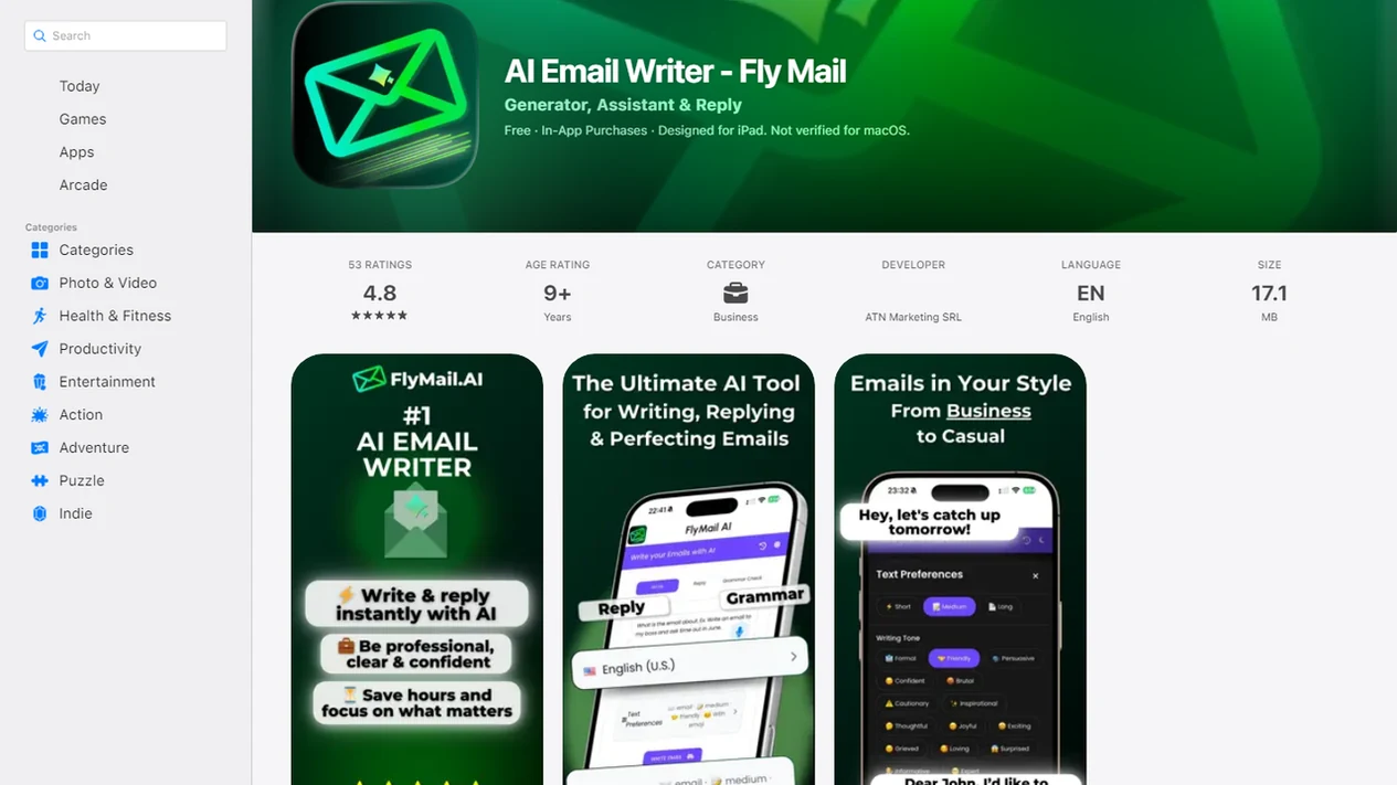 Email AI interface screenshot