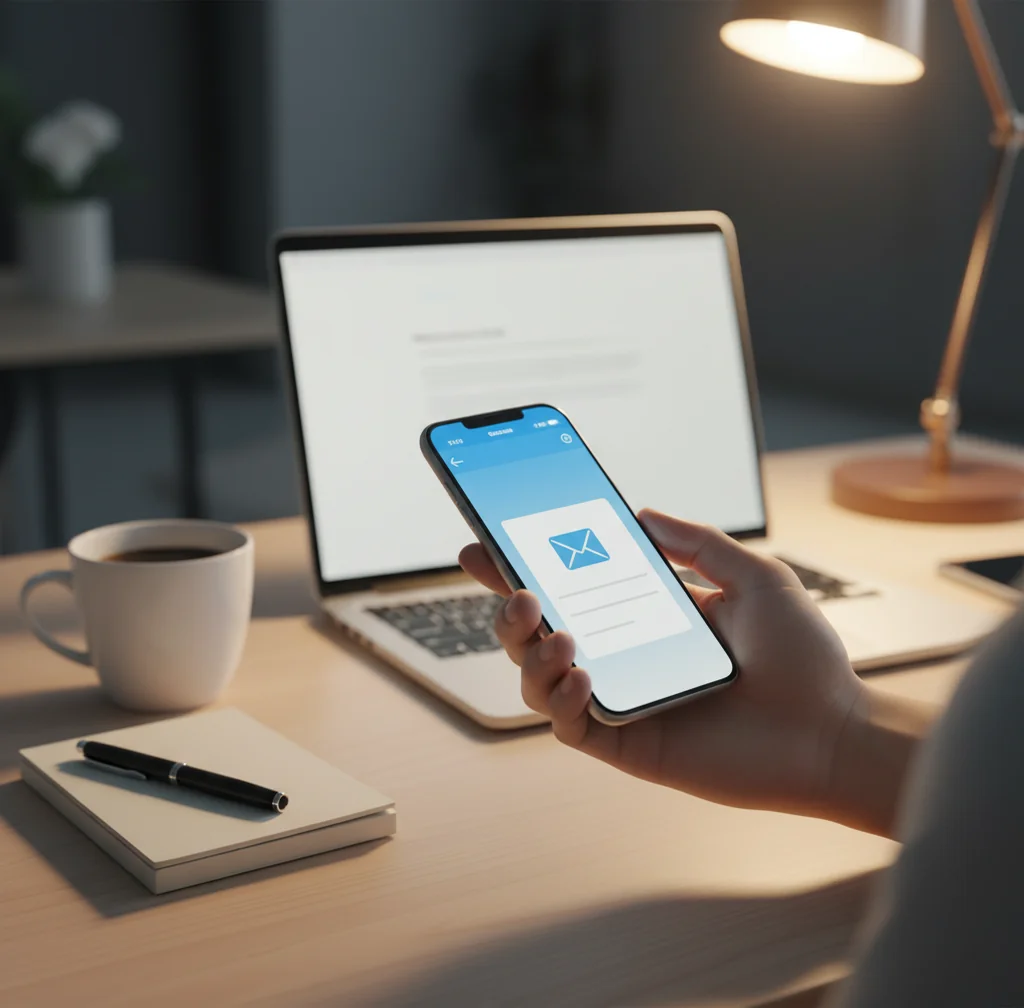 Person rewriting an AI email draft on a phone, comparing formal and friendly versions