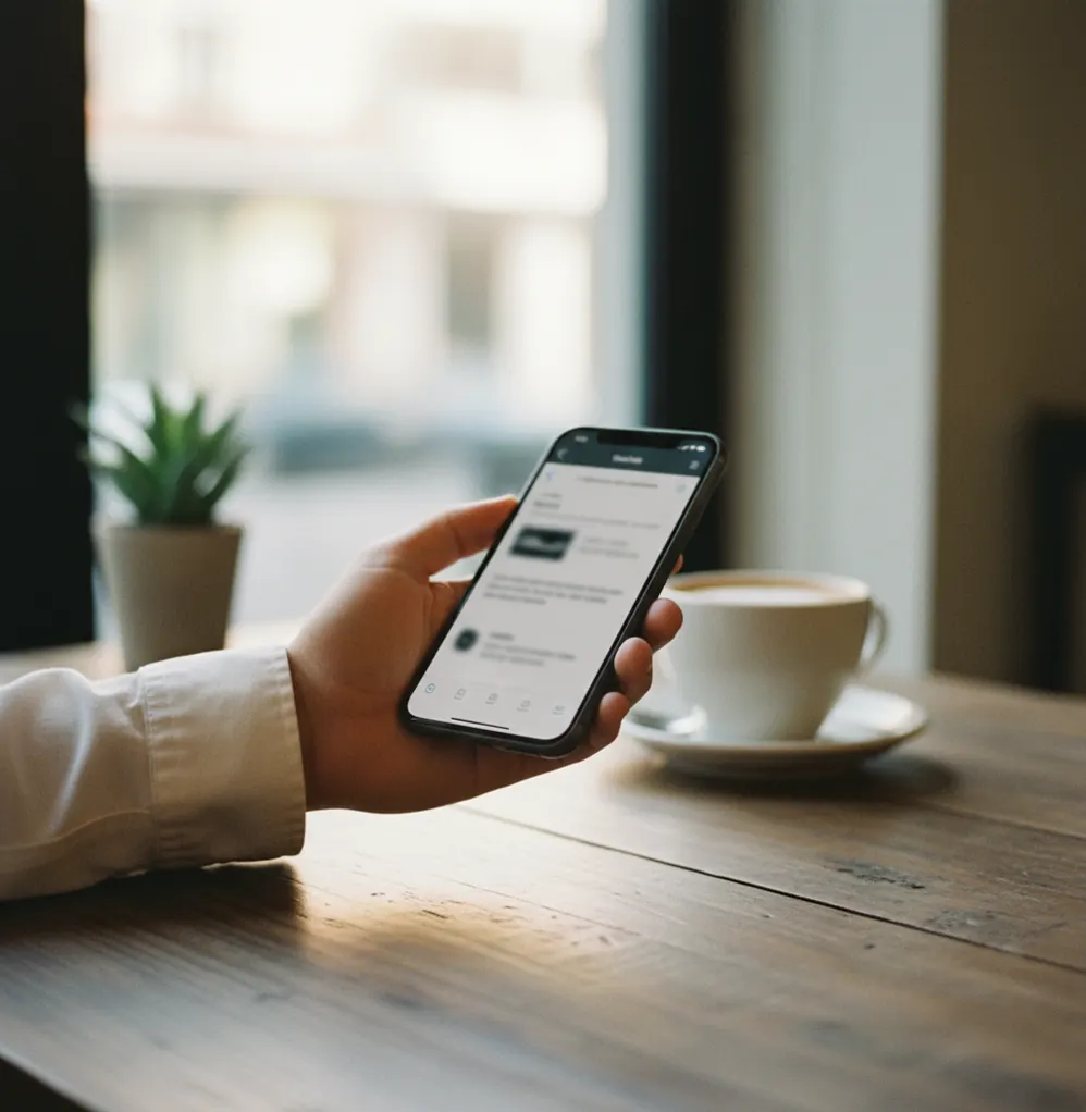 Phone screen showing an email draft being generated from a short prompt
