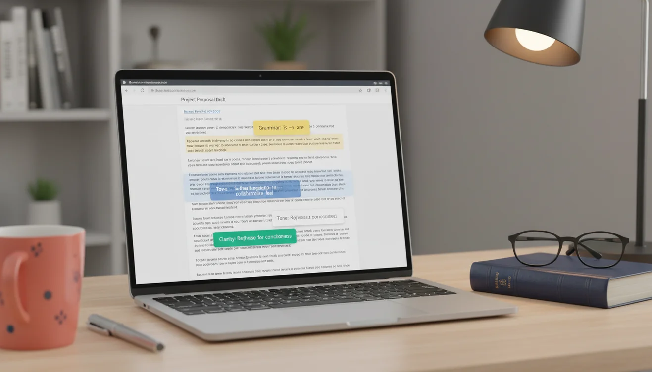 AI email proofreader checking grammar and tone in email