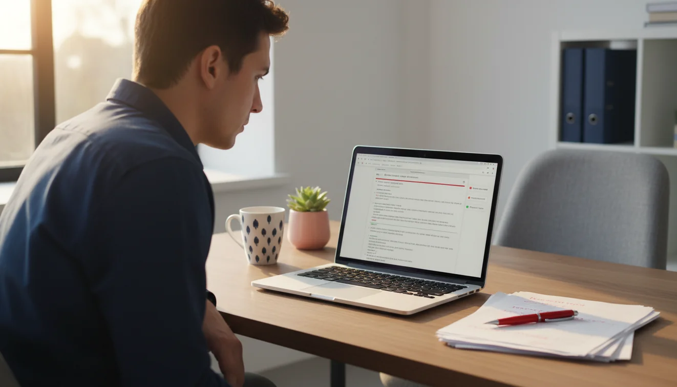 Email proofreading tool highlighting corrections and suggestions