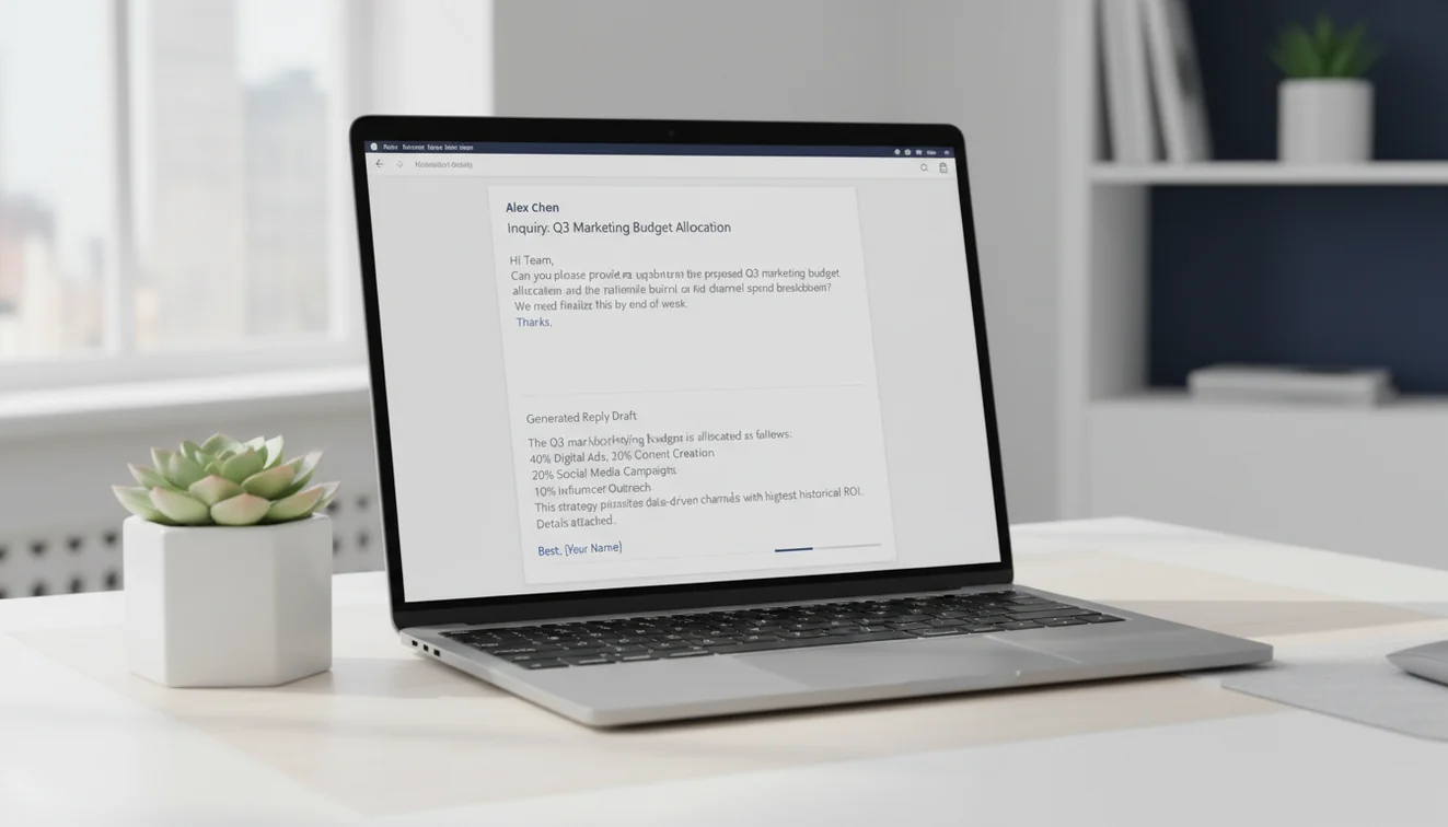 AI email reply generator crafting response to received email