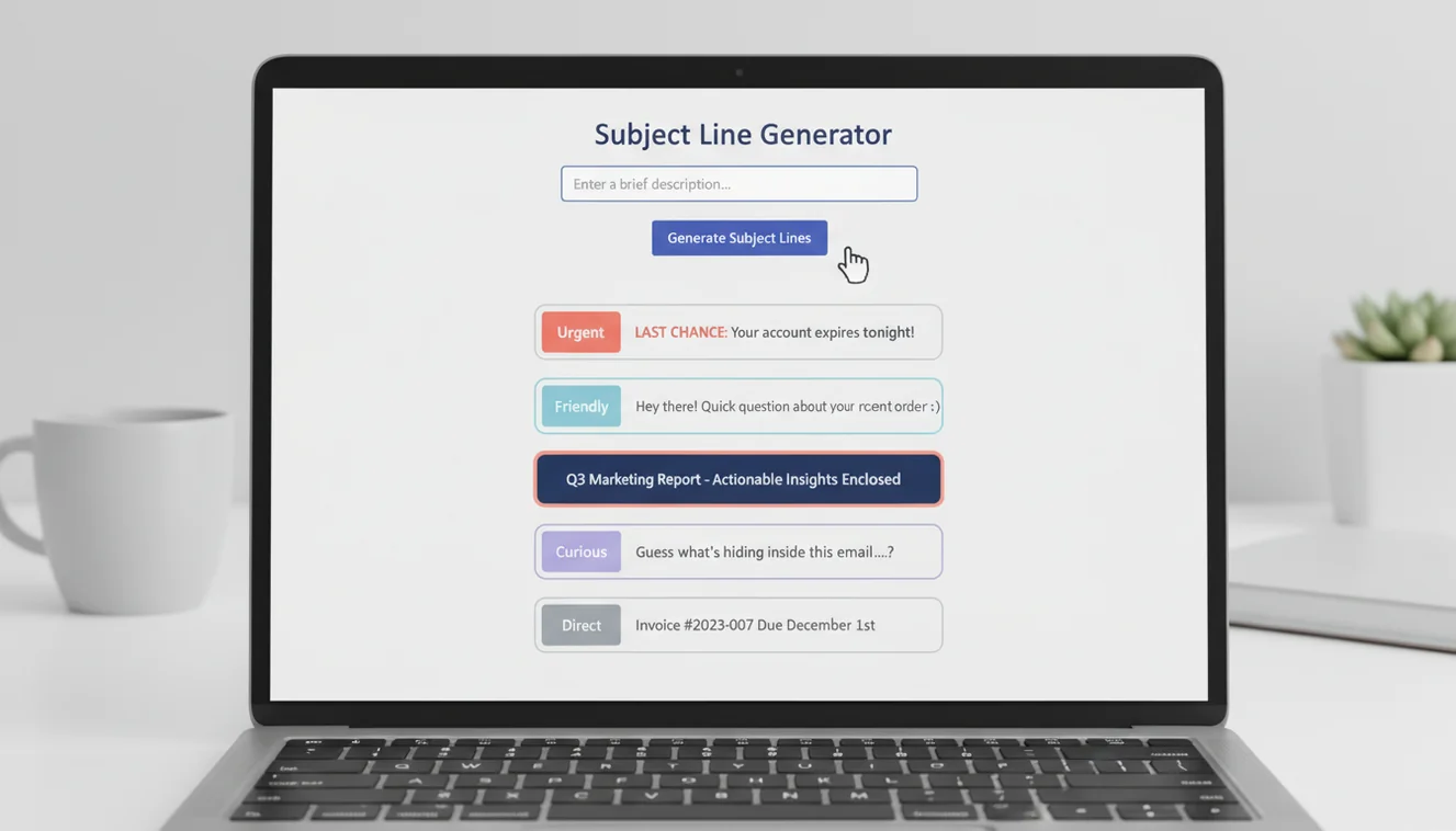 AI email subject line generator creating compelling subject lines