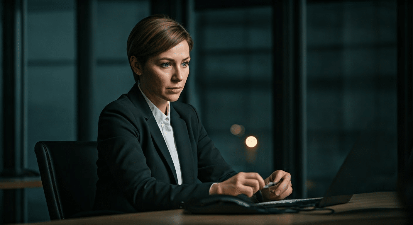 Person focused on recalling an email in Outlook at a well-lit desk